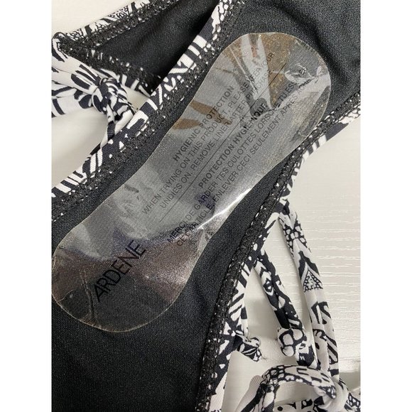 NWT Ardene Basic Collection Black White Aztec Floral Side Tie Swimsuit Bottoms M - Picture 6 of 9